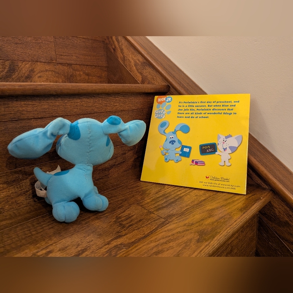 Fisher Price Happy Ears Blue Blue's Clues Plush 6" Vintage 2000 & Golden Book - Picture 3 of 11
